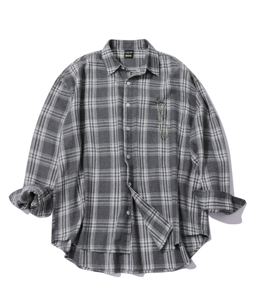 NOMAD OVERFIT CHECK SHIRT - 4 COLORS GREY