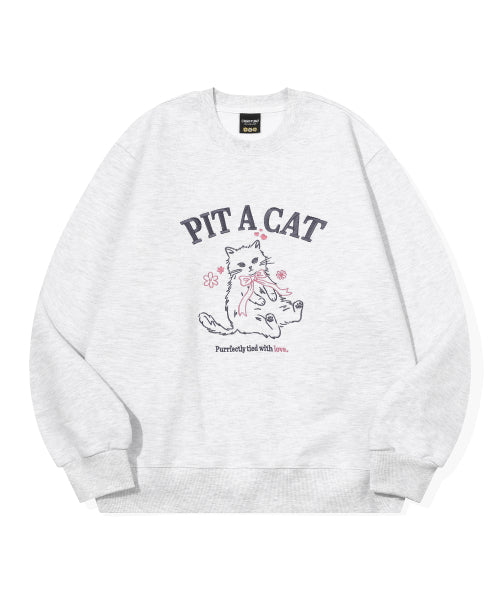CAT EMBROIDERY SWEATSHIRT - 2 COLORS WHITE