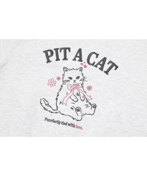 CAT EMBROIDERY SWEATSHIRT - 2 COLORS WHITE