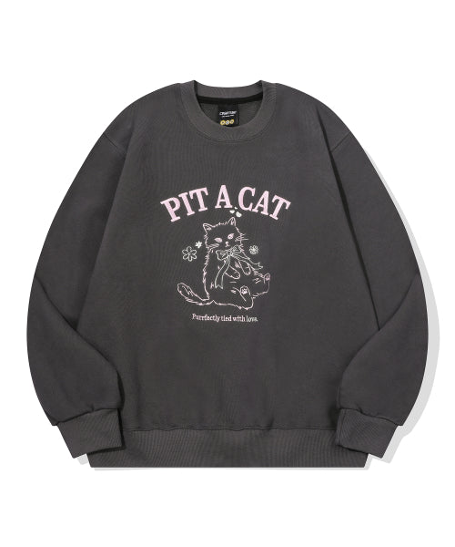 CAT EMBROIDERY SWEATSHIRT - 2 COLORS AS SHOWN