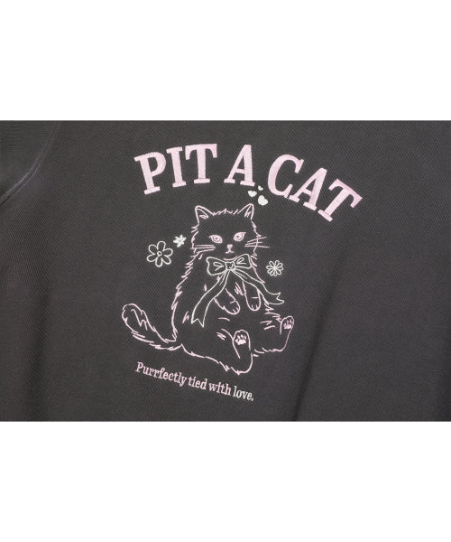 CAT EMBROIDERY SWEATSHIRT - 2 COLORS AS SHOWN