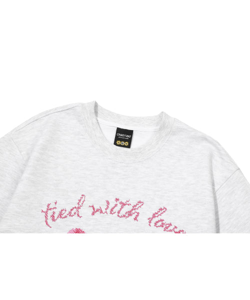 EMBROIDERY SWEATSHIRT - 4 COLORS MELANGE WHITE