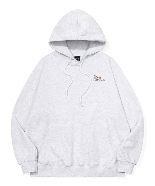 BUNNY EMBROIDERY HOODIE - 2 COLORS MELANGE WHITE