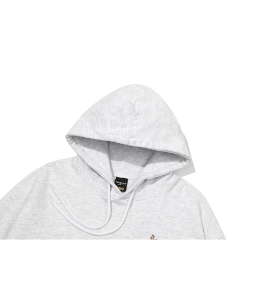 BUNNY EMBROIDERY HOODIE - 2 COLORS MELANGE WHITE