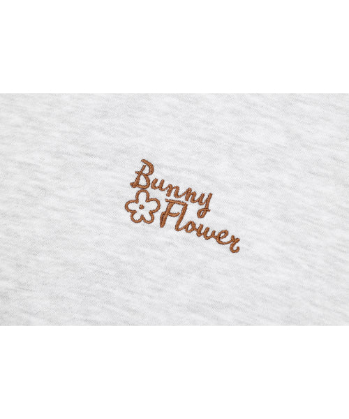 BUNNY EMBROIDERY HOODIE - 2 COLORS MELANGE WHITE