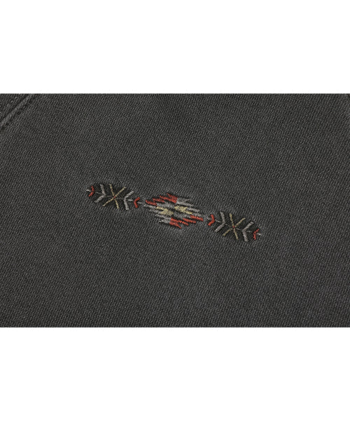 EMBROIDERY SNAP PIGMENT HOODIE - 2 COLORS BLACK