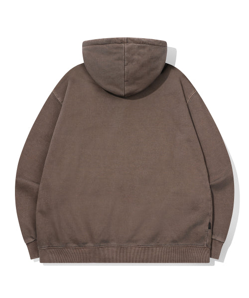 2-WAY PIGMENT HOOD ZIP-UP - 4 COLORS BROWN
