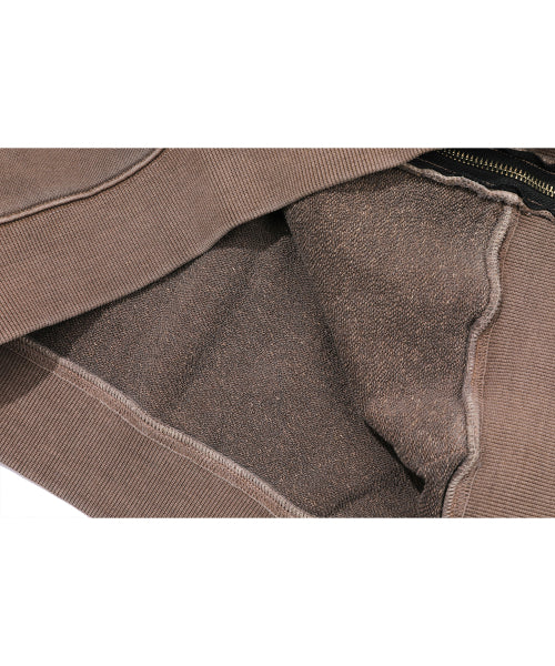 2-WAY PIGMENT HOOD ZIP-UP - 4 COLORS BROWN