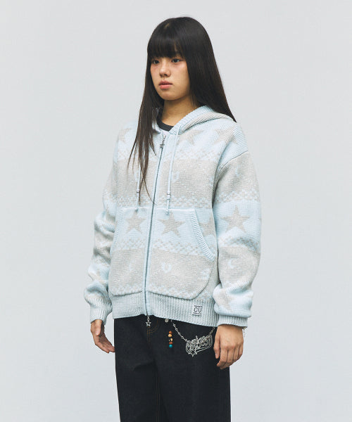 NORDIC KNIT ZIP UP HOODIE - 2 colors #EUNBI/RYO同款!