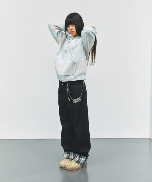 NORDIC KNIT ZIP UP HOODIE - 2 colors #EUNBI/RYO同款!