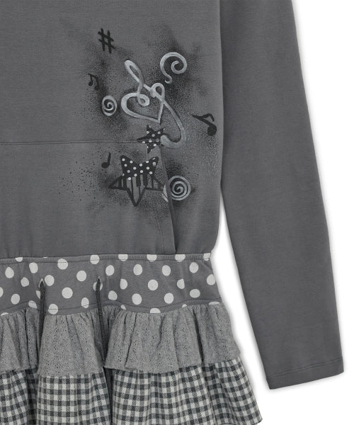 CANCAN LAYERED HOOD DRESS - 2 COLORS GREY