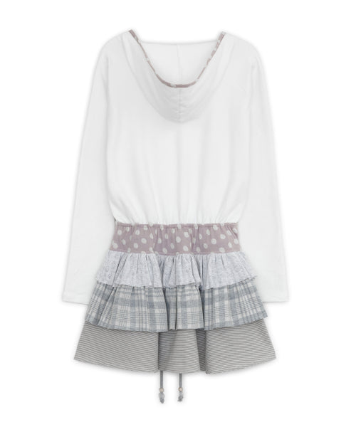 CANCAN LAYERED HOOD DRESS - 2 COLORS IVORY
