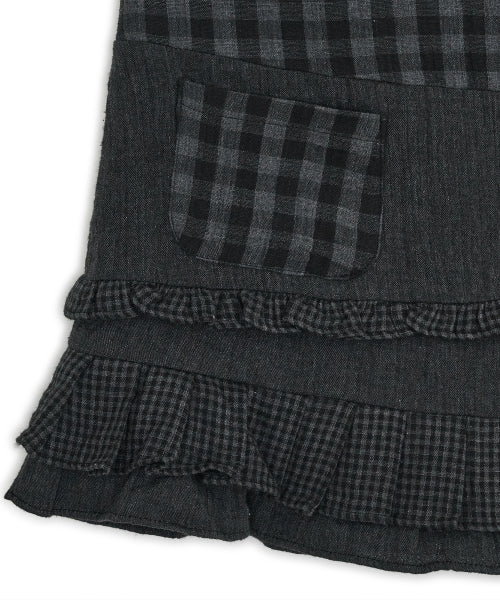CHECK RUFFLE MINI SKIRT - 2 COLORS BLACK