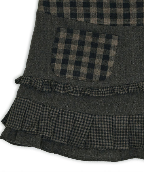 CHECK RUFFLE MINI SKIRT - 2 COLORS BROWN