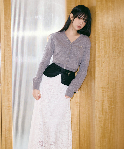 STRING LACE LONG SKIRT - 2 COLORS WHITE