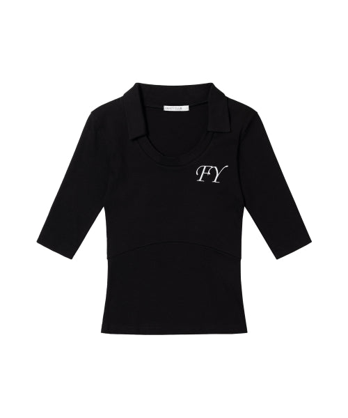 COLLAR TOP F26QB045 - 3 COLORS BLACK