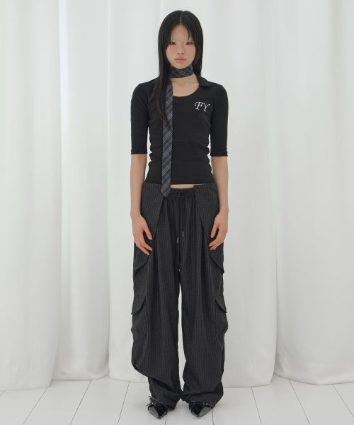 COLLAR TOP F26QB045 - 3 COLORS BLACK