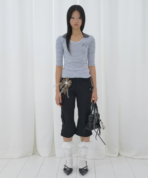 COLLAR TOP F26QB045 - 3 COLORS BLUE