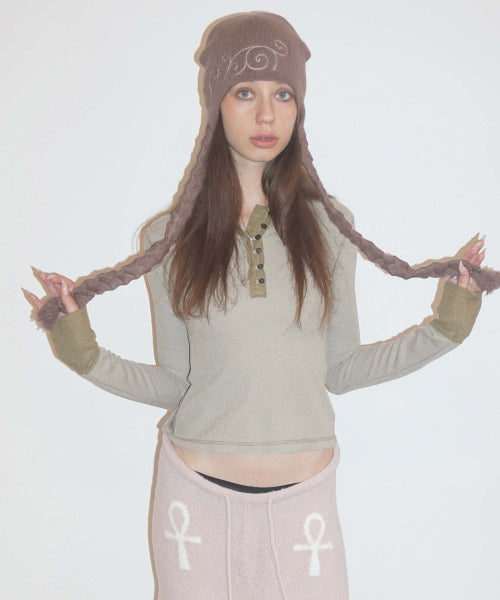 BRAIDED BONNET - 2 COLORS BROWN