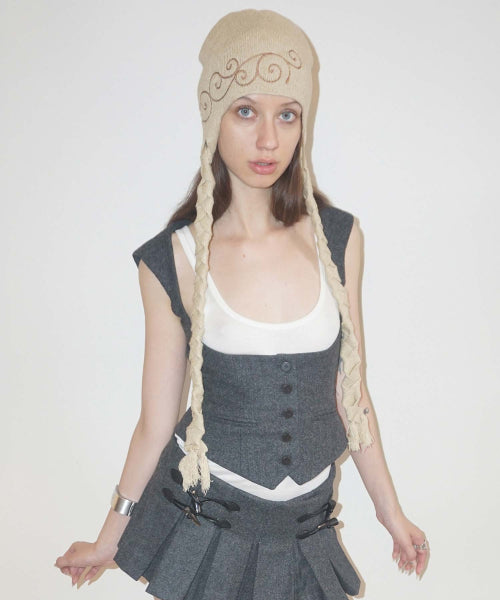BRAIDED BONNET - 2 COLORS BEIGE
