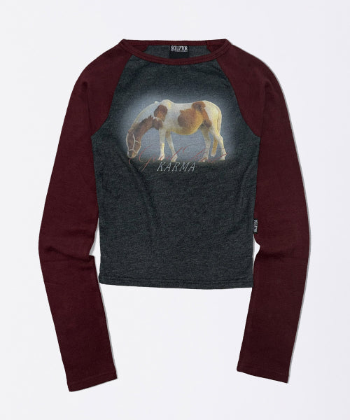 GOOD KARMA RAGLAN TEE CREAM BABY - 2 COLORS BURGUNDY