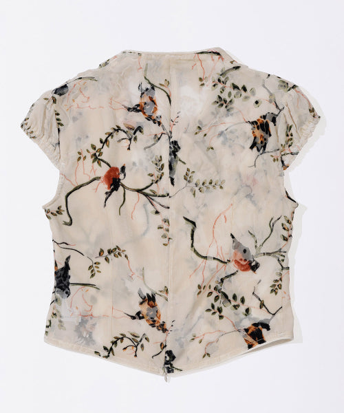 VELVET QIPAO BLOUSE BEIGE