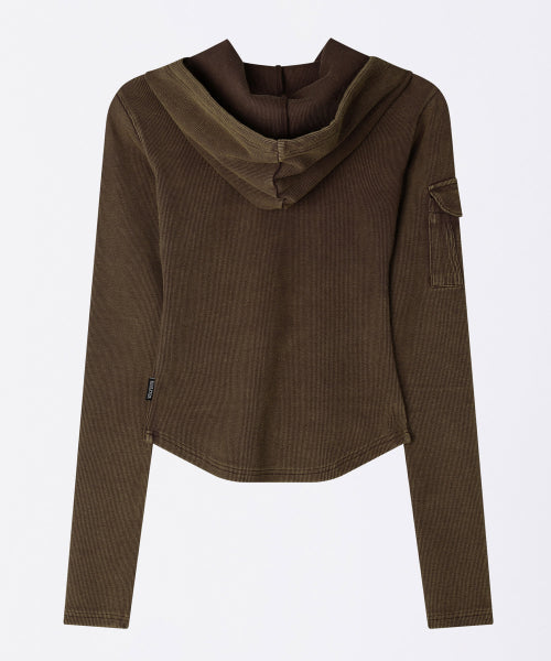 WASHED POCKET HOODIE - 3 COLORS BROWN