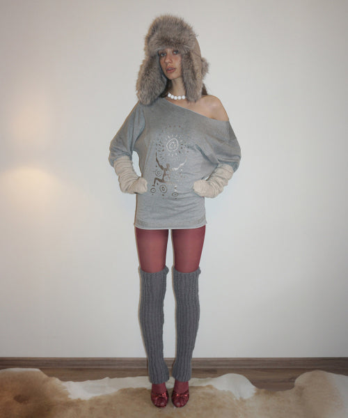 BOHO WASHED OFF SHOULDER TEE - 3 COLORS MELANGE GREY
