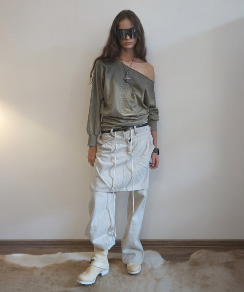 BOHO WASHED OFF SHOULDER TEE - 3 COLORS KHAKI