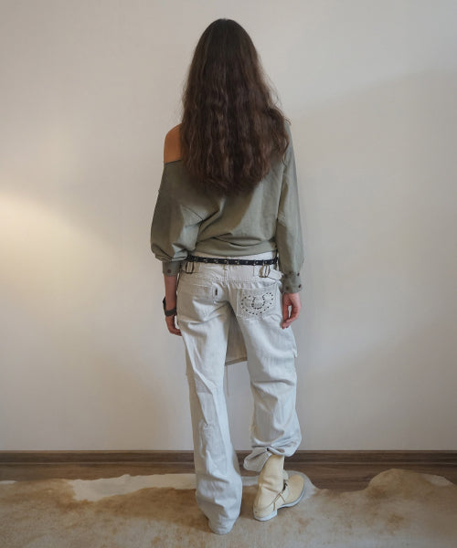 BOHO WASHED OFF SHOULDER TEE - 3 COLORS KHAKI