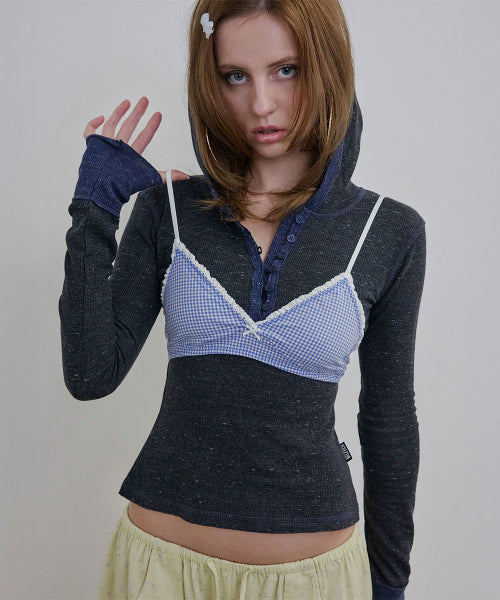 HEATHER HOODIE TEE - 3 COLORS CHARCOAL