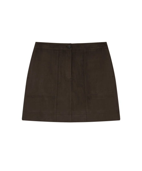 WOMAN SUEDE MINI SKIRT #SANA同款！ - 2 COLORS BROWN