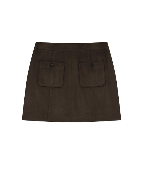 WOMAN SUEDE MINI SKIRT #SANA同款！ - 2 COLORS BROWN