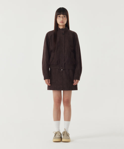 WOMAN SUEDE MINI SKIRT #SANA同款！ - 2 COLORS BROWN