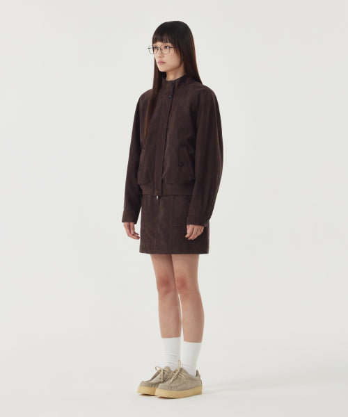 WOMAN SUEDE MINI SKIRT #SANA同款！ - 2 COLORS BROWN