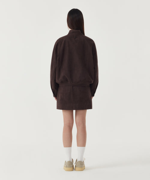 WOMAN SUEDE MINI SKIRT #SANA同款！ - 2 COLORS BROWN