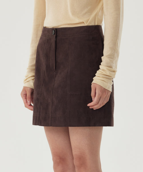 WOMAN SUEDE MINI SKIRT #SANA同款！ - 2 COLORS BROWN