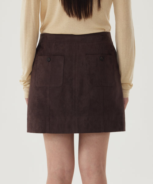 WOMAN SUEDE MINI SKIRT #SANA同款！ - 2 COLORS BROWN