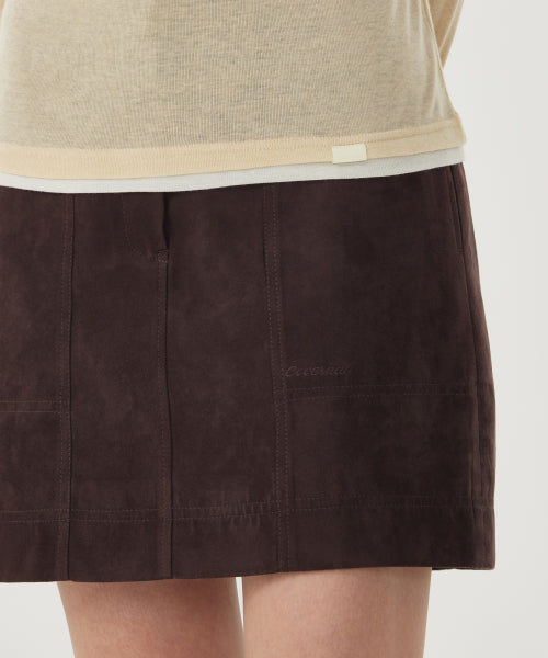 WOMAN SUEDE MINI SKIRT #SANA同款！ - 2 COLORS BROWN