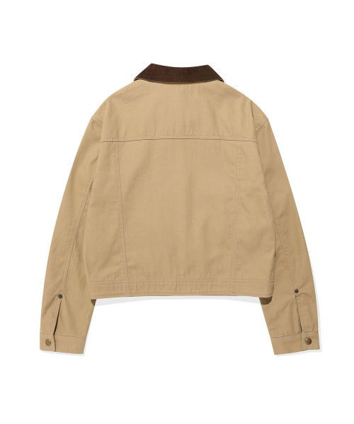 CONTRAST COLLAR WASHED COTTON JACKET #GISELLE同款! - 2 COLORS BEIGE