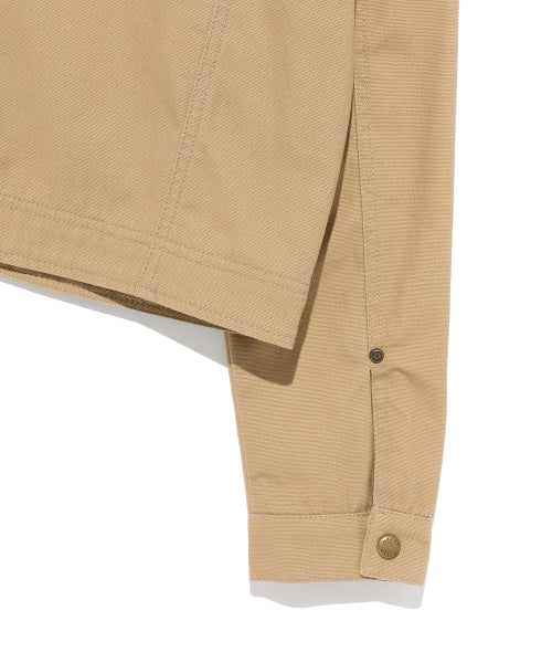 CONTRAST COLLAR WASHED COTTON JACKET #GISELLE同款! - 2 COLORS BEIGE