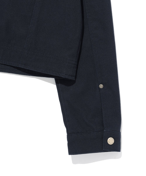 CONTRAST COLLAR WASHED COTTON JACKET #GISELLE同款! - 2 COLORS NAVY