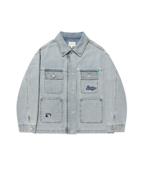 POCKET LIGHT WASH DENIM JACKET #GISELLE同款! BLUE