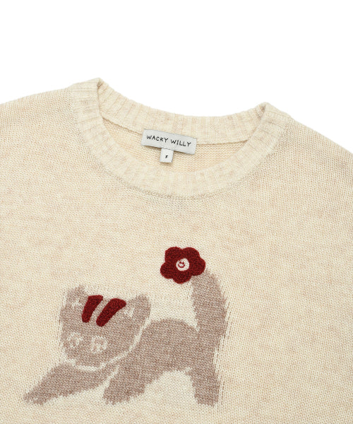 LEO GRAPHIC GRUNGE PULLOVER #GISELLE同款! - 2 COLORS CREAM