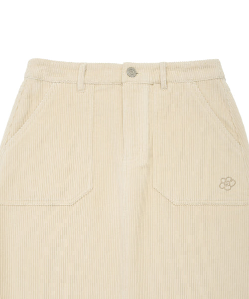 CORDUROY LONG SKIRT #GISELLE同款! - 2 COLORS CREAM
