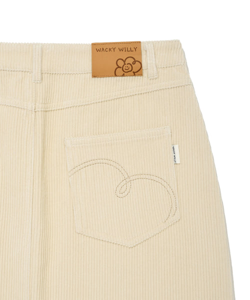 CORDUROY LONG SKIRT #GISELLE同款! - 2 COLORS CREAM