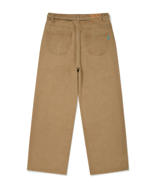 PIGMENT PINTUCK BELTED DENIM PANTS #GISELLE同款! - 2 COLORS BROWN