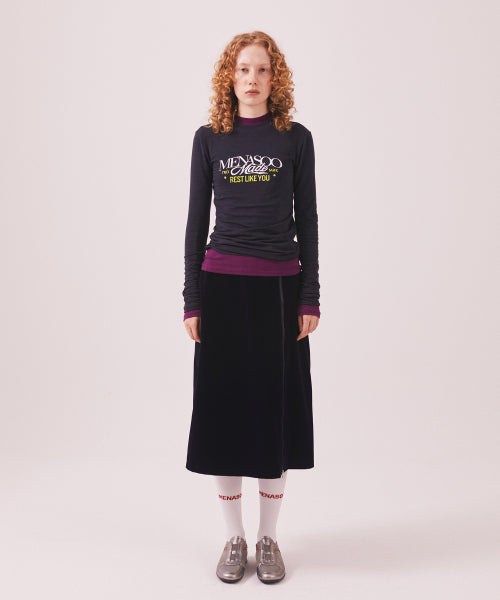 MENASOO MADE CORDUROY TWO WAY LONG SKIRT - 2 COLORS NAVY