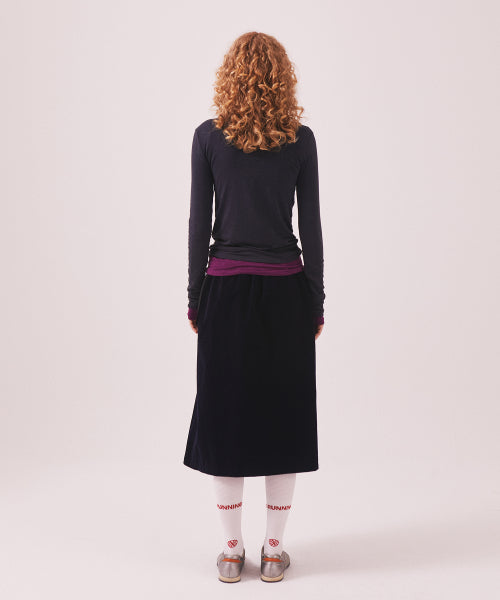 MENASOO MADE CORDUROY TWO WAY LONG SKIRT - 2 COLORS NAVY