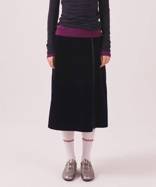 MENASOO MADE CORDUROY TWO WAY LONG SKIRT - 2 COLORS NAVY
